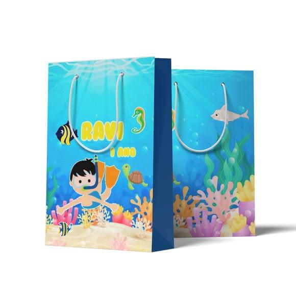 Sacolinha Personalizada Personalizada Fundo do Mar Menino | Lembr
