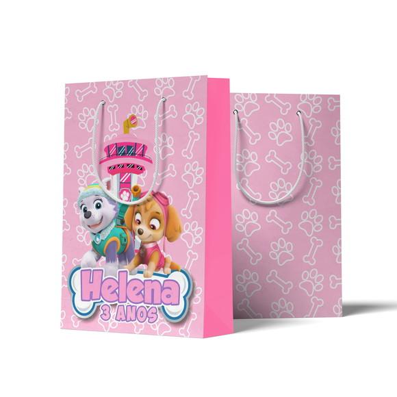 Sacolinha Personalizada Personalizada Patrulha Canina Rosa | Lemb
