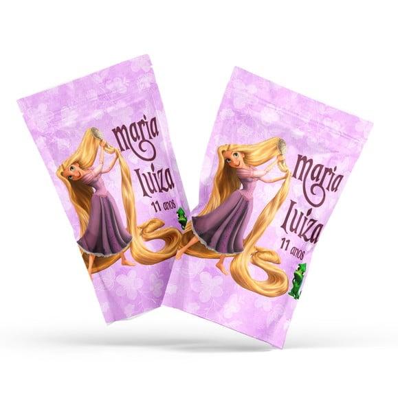 Saquinho Metalizado Ziplock Rapunzel G 12 X20 cm Personalizado | 