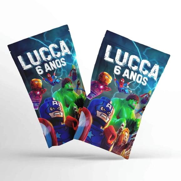 Saquinho Metalizado Ziplock Vingadores G 12 x 20 cm Personalizado