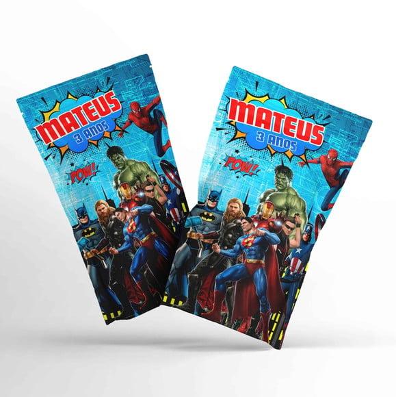 Saquinho Metalizado Ziplock Vingadores G 12 x 20 cm Personalizado