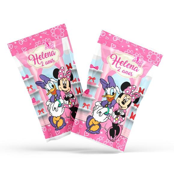 Saquinho Metalizado Ziplock Zip Lock Minnie e Margarida G 12 X20 