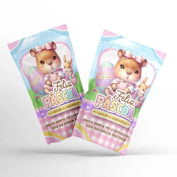 Saquinho Metalizado Ziplock Zip Páscoa Capivara Candy G 12 X20 c