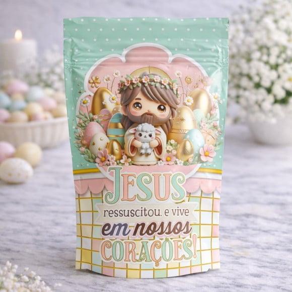 Saquinho Metalizado Ziplock Zip Páscoa Cristã G 12 X20 cm Perso