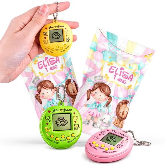 Saquinho Metalizado Ziplock Tamagotchi Circo Rosa Bichinho Virtua