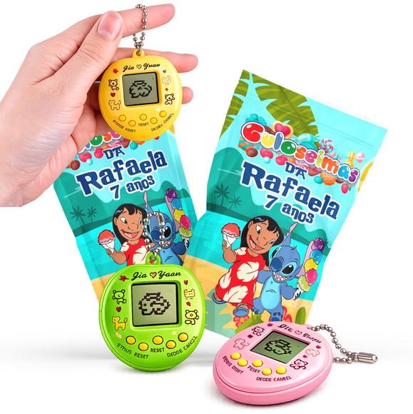 Saquinho Metalizado Ziplock Tamagotchi Lilo e Stitch Bichinho Vir