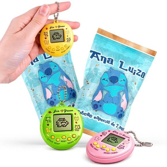 Saquinho Metalizado Ziplock Tamagotchi Stitch Bichinho Virtual no