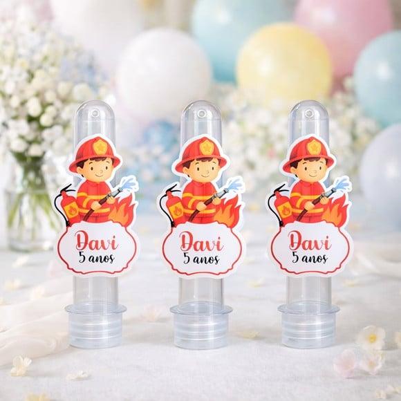 Tubete Personalizado Bombeiro | Lembrancinha Festa Infantil