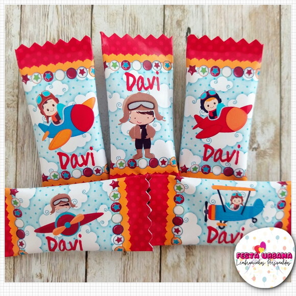 Bala Personalizada Aviador | Lembrancinha Festa Infantil