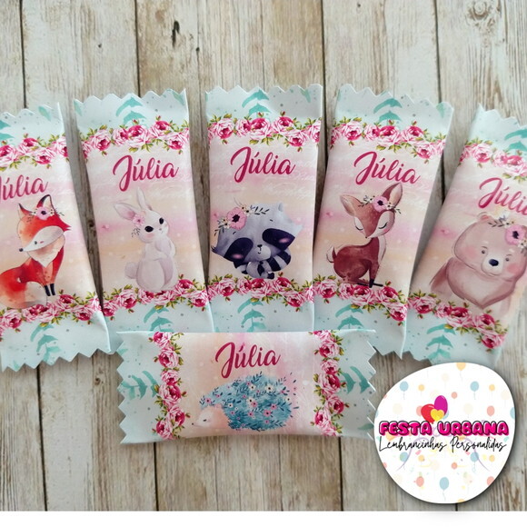 Bala Personalizada Bosque Rosa | Lembrancinha Festa Infantil