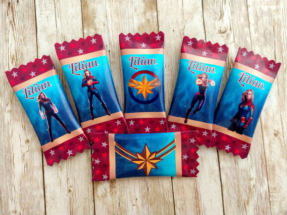 Bala Personalizada Capitã Marvel | Lembrancinha Festa Infantil