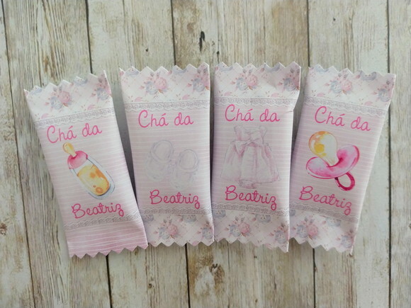 Bala Personalizada Chá de Bebê Rosa | Lembrancinha Festa Infant