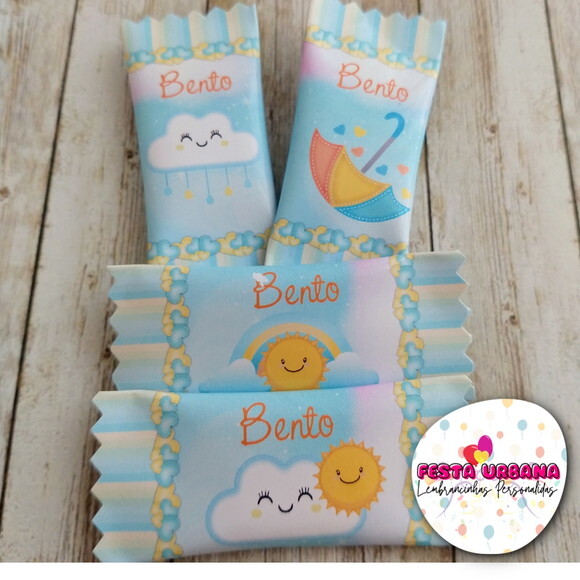 Bala Personalizada Chuva de Amor Azul | Lembrancinha Festa Infant