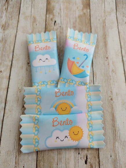 Bala Personalizada Chuva de Amor Azul | Lembrancinha Festa Infant