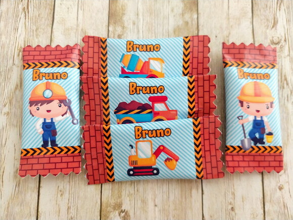 Bala Personalizada Construtor | Lembrancinha Festa Infantil