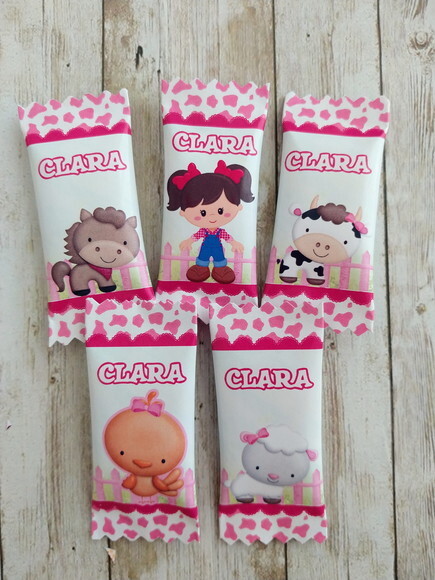 Bala Personalizada Fazendinha Rosa | Lembrancinha Festa Infantil