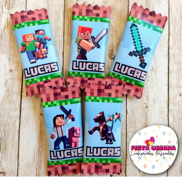 Bala Personalizada Minecraft | Lembrancinha Festa Infantil