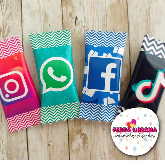 Bala Personalizada Redes Sociais | Lembrancinha Festa Infantil