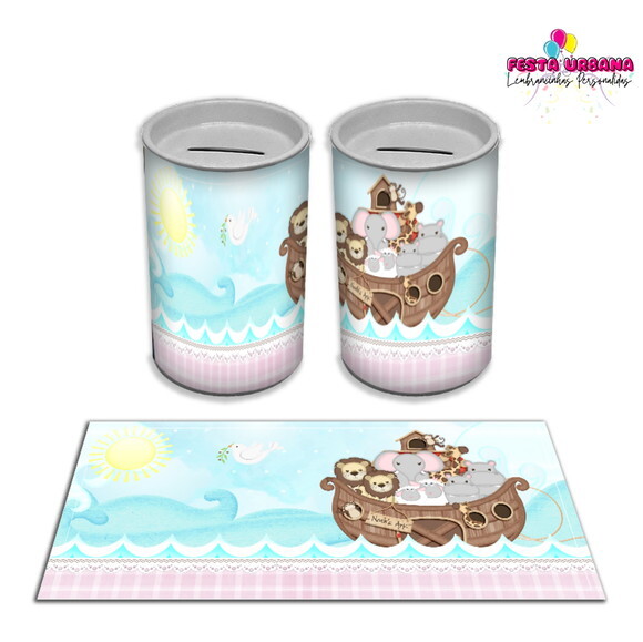 Adesivo Cofrinho Arca de Noé Menina | Tubolata Festa Infantil
