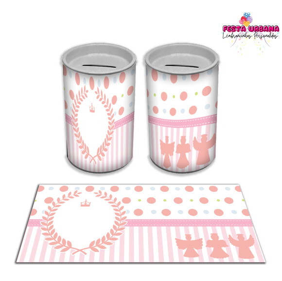 Adesivo Cofrinho Batizado Rosa | Tubolata Festa Infantil