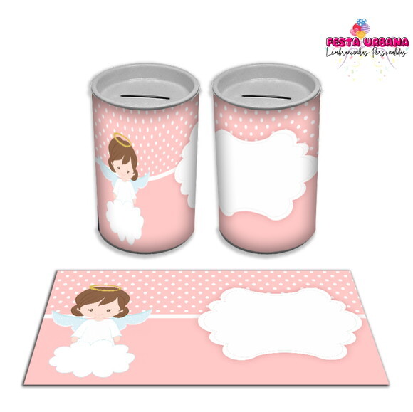 Adesivo Cofrinho Batizado Rosa | Tubolata Festa Infantil