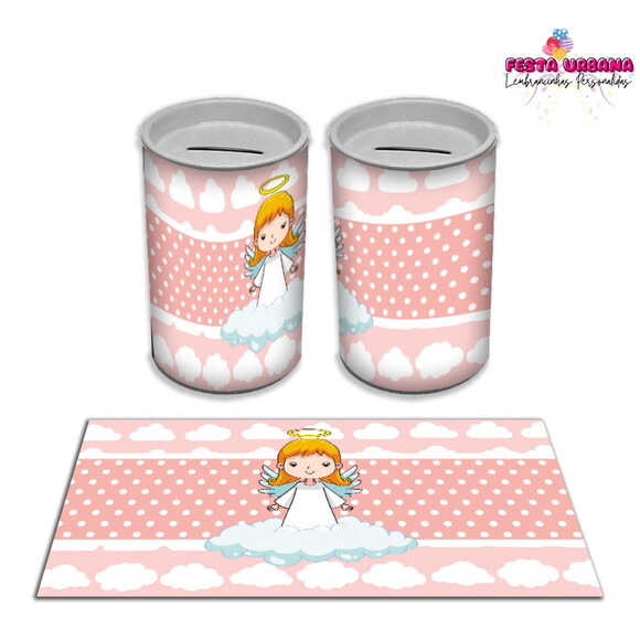 Adesivo Cofrinho Batizado Rosa | Tubolata Festa Infantil