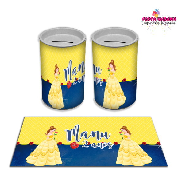 Adesivo Cofrinho Bela e a Fera | Tubolata Festa Infantil