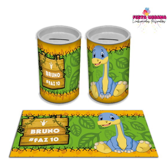 Adesivo Cofrinho Dinossauro Cute Baby | Tubolata Festa Infantil