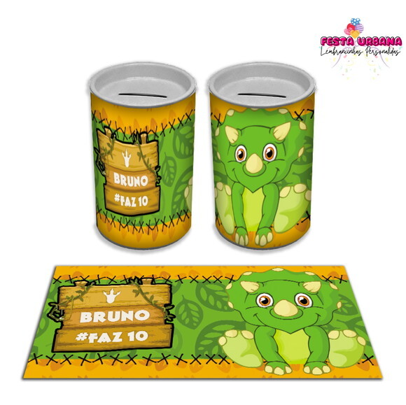 Adesivo Cofrinho Dinossauro Cute Baby | Tubolata Festa Infantil