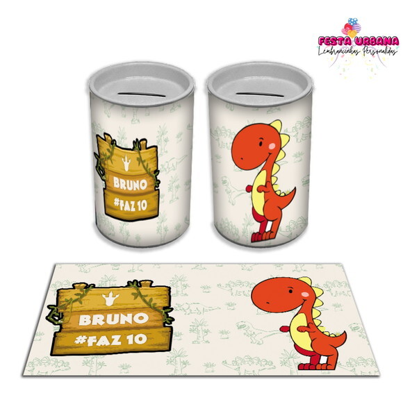 Adesivo Cofrinho Dinossauro Cute Baby | Tubolata Festa Infantil