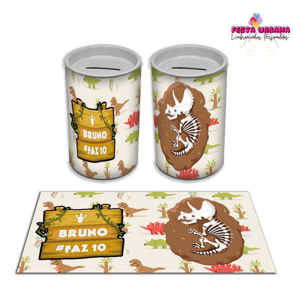 Adesivo Cofrinho Dinossauro Cute Baby | Tubolata Festa Infantil