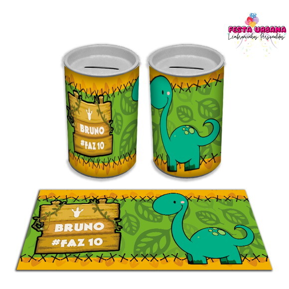 Adesivo Cofrinho Dinossauro Cute Baby | Tubolata Festa Infantil