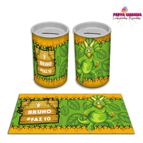 Adesivo Cofrinho Dinossauro Cute Baby | Tubolata Festa Infantil