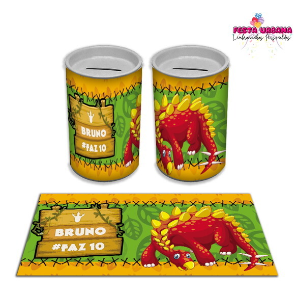 Adesivo Cofrinho Dinossauro Cute Baby | Tubolata Festa Infantil