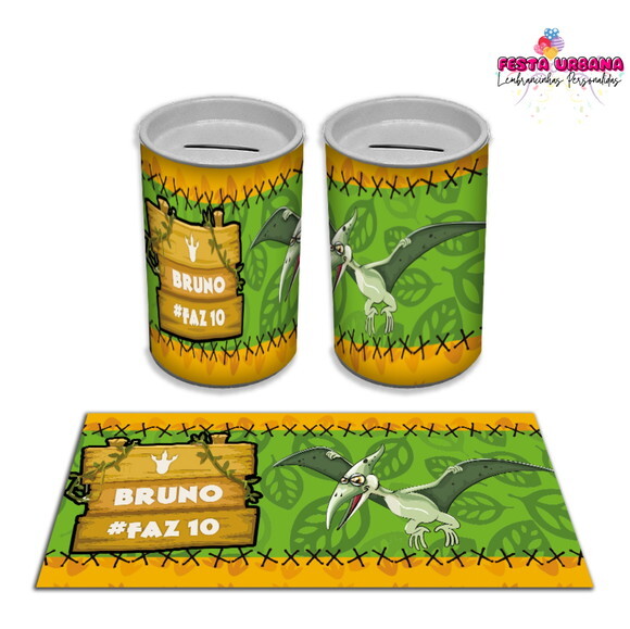 Adesivo Cofrinho Dinossauro Cute Baby | Tubolata Festa Infantil