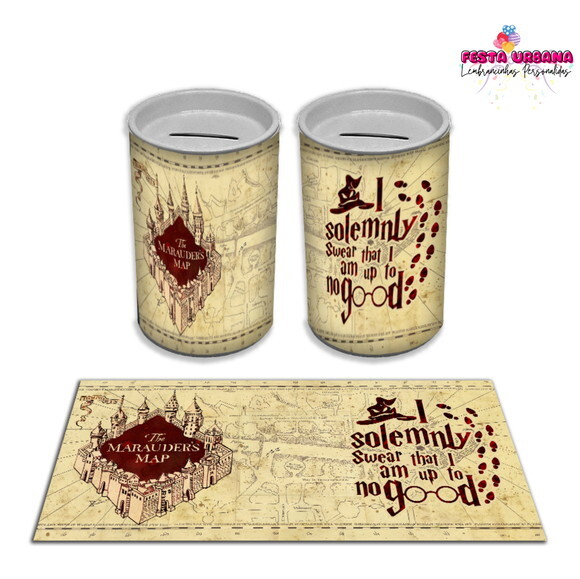 Adesivo Cofrinho Harry Potter Mapa Maroto | Tubolata Festa Infant