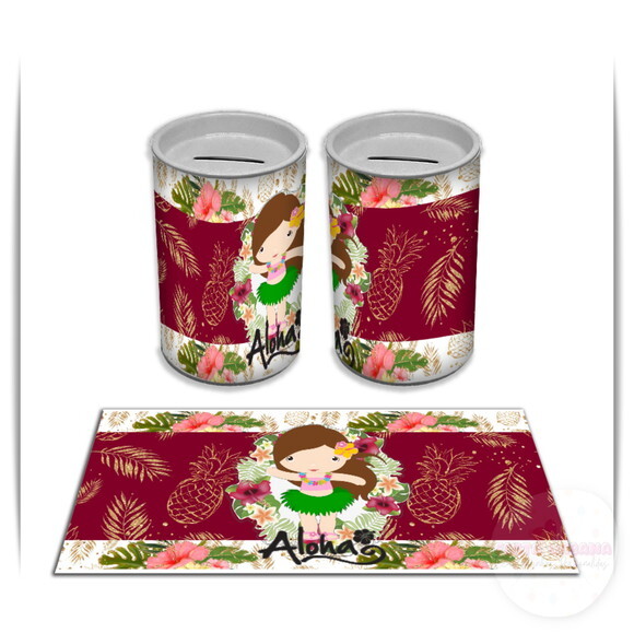 Adesivo Cofrinho Havaiana Aloha Luau | Tubolata Festa Infantil