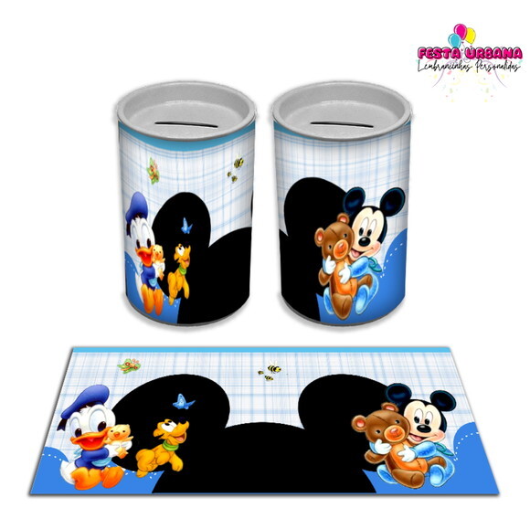 Adesivo Cofrinho Mickey e Pato Donald Baby | Tubolata Festa Infan