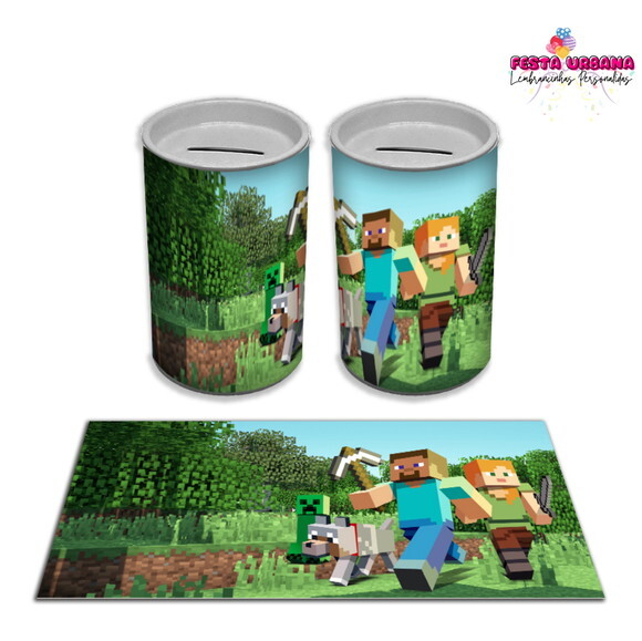 Adesivo Cofrinho Minecraft | Tubolata Festa Infantil
