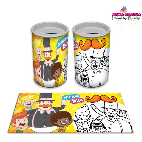 Adesivo Cofrinho Mundo Bita para Colorir | Tubolata Festa Infanti