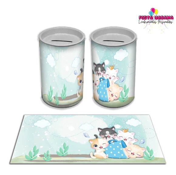 Adesivo Cofrinho Pet Gatinhos | Tubolata Festa Infantil
