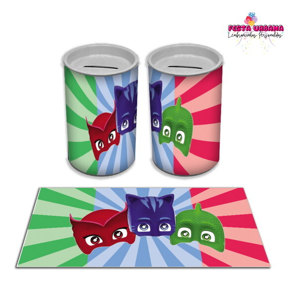 Adesivo Cofrinho PJ Masks Heróis de Pijamas | Tubolata Festa Inf