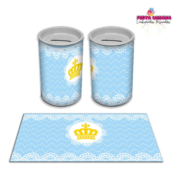 Adesivo Cofrinho Realeza Azul | Tubolata Festa Infantil