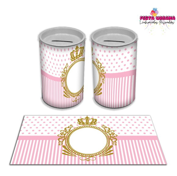 Adesivo Cofrinho Realeza Rosa | Tubolata Festa Infantil