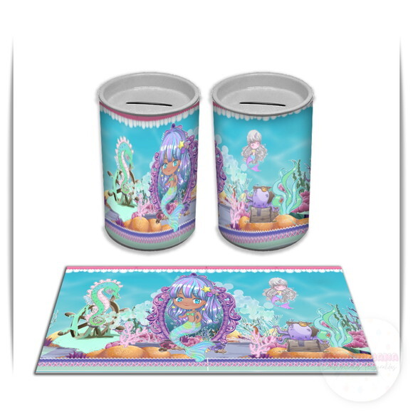 Adesivo Cofrinho Sereia Lilás | Tubolata Festa Infantil