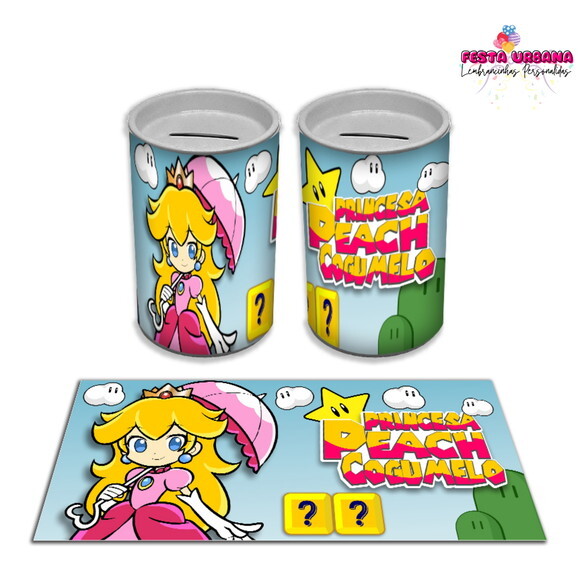 Adesivo Cofrinho Super Mario Princesa Peach | Tubolata Festa Infa