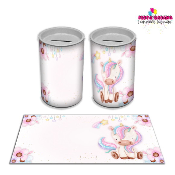 Adesivo Cofrinho Unicórnio Baby | Tubolata Festa Infantil