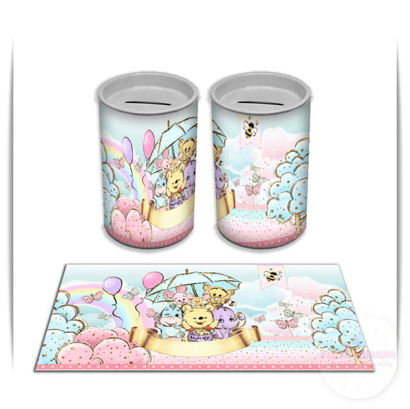 Adesivo Cofrinho Ursinho Pooh | Tubolata Festa Infantil