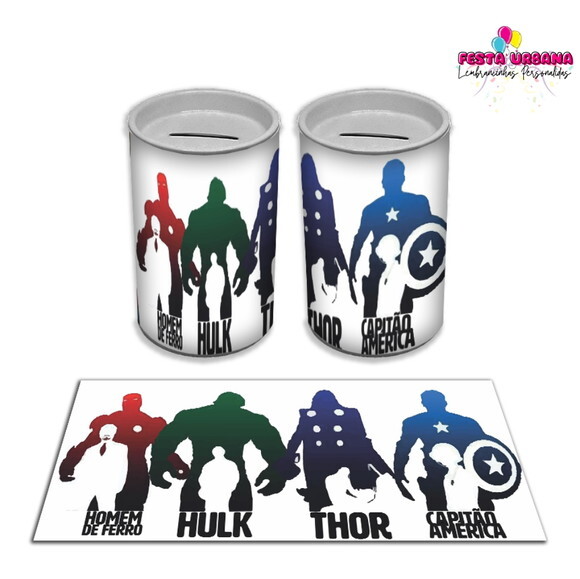 Adesivo Cofrinho Vingadores Super Heróis | Tubolata Festa Infant