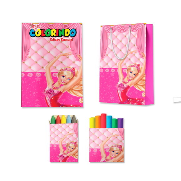 Kit Colorir com Massinha e Sacola Barbie Bailarina | Lembrancinha
